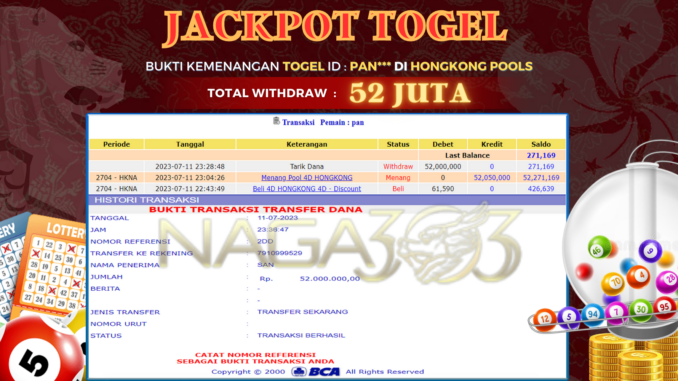 bukti jp naga303 #305