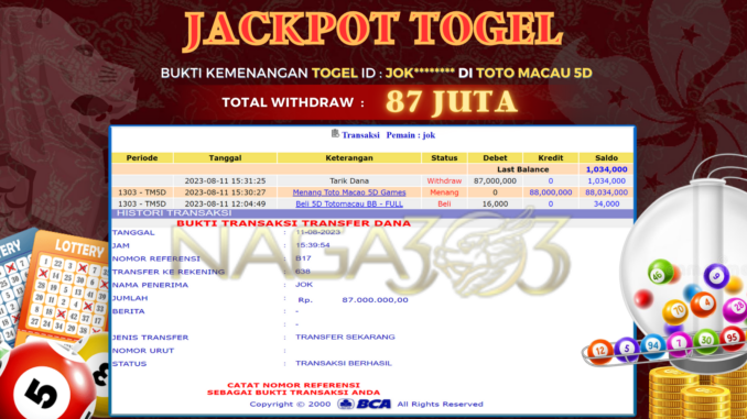 bukti jp naga303 #482