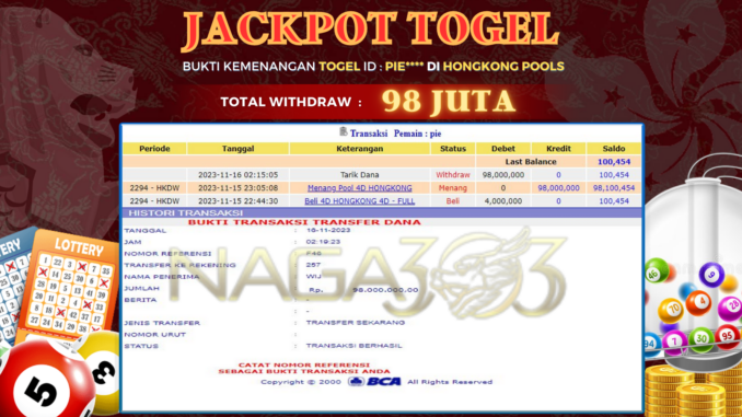 bukti jp naga303 #675