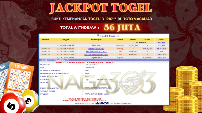 BUKTI JP NAGA303 #744