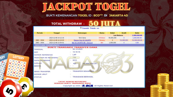 bukti jp naga303 #721